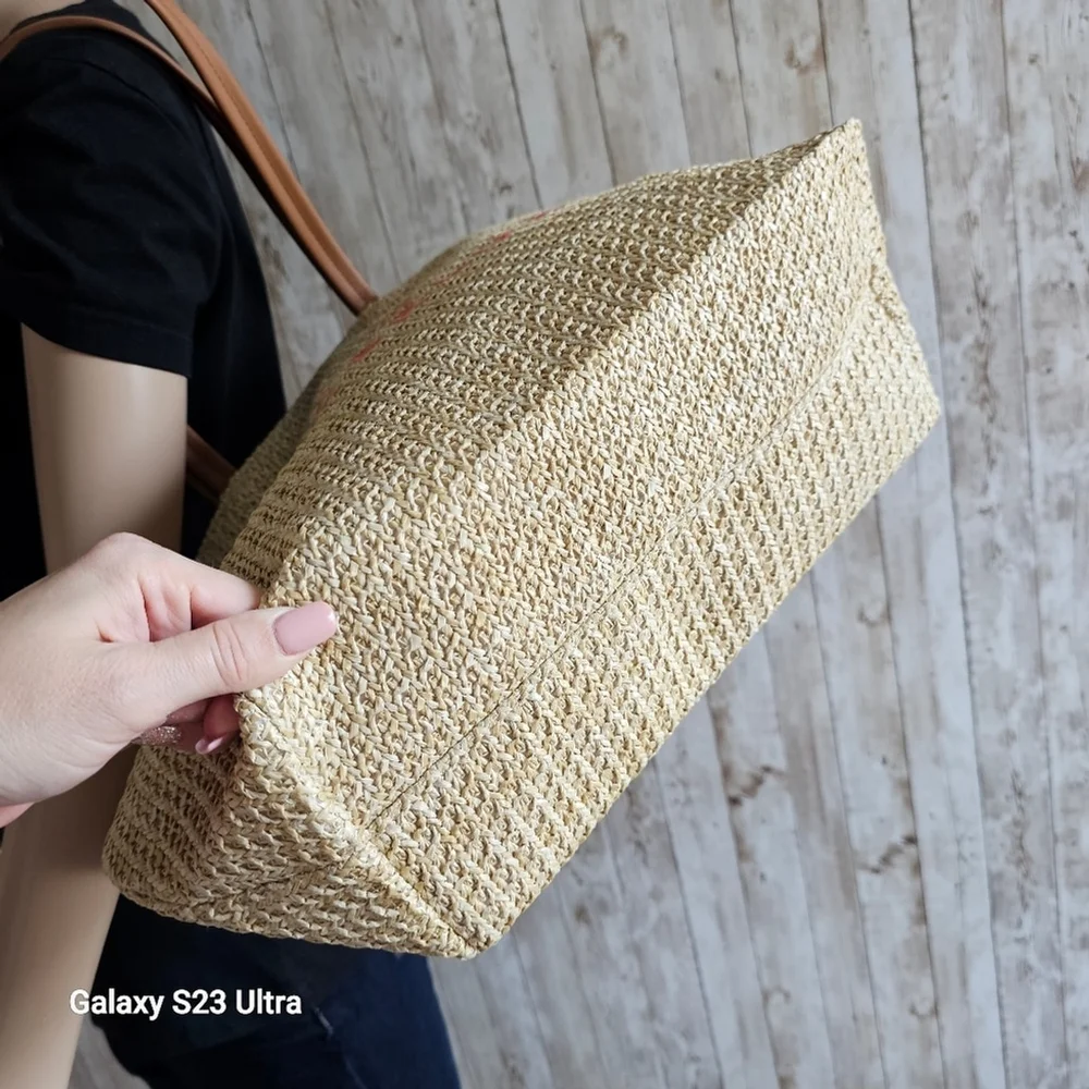 Michael Kors Wonderlust straw summer tote bag
